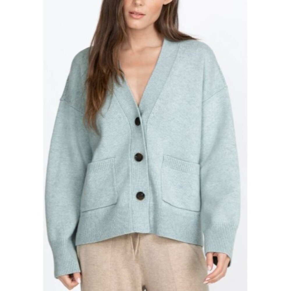 Calme Pocket Cardigan Women Size Large NWT Wool Cashmere Blend Oversized